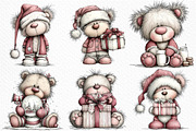 Whimsical Christmas Teddy Clipart, an Illustration by Craft Nest (Thumbnail 2 of 6)