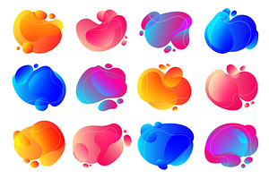 Set of Gradient Liquid Abstract, an Illustration by Flashvector