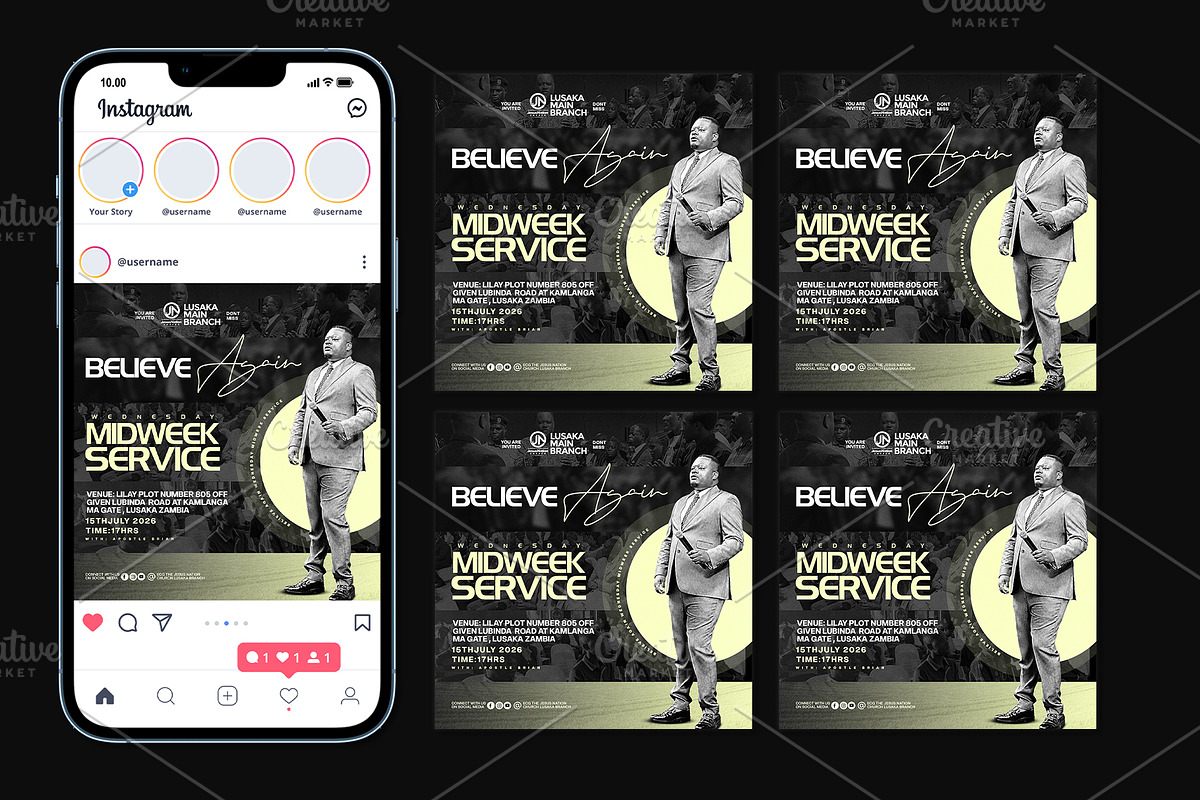 Midweek Prayer Service Church Flyer, a Social Media Template by church flyer templates (Photo 6 of 9)