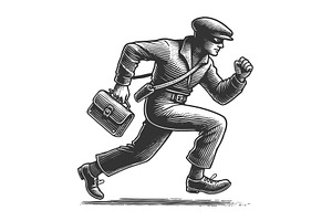 Running Masked Thief engraving, an Illustration by AlexArt