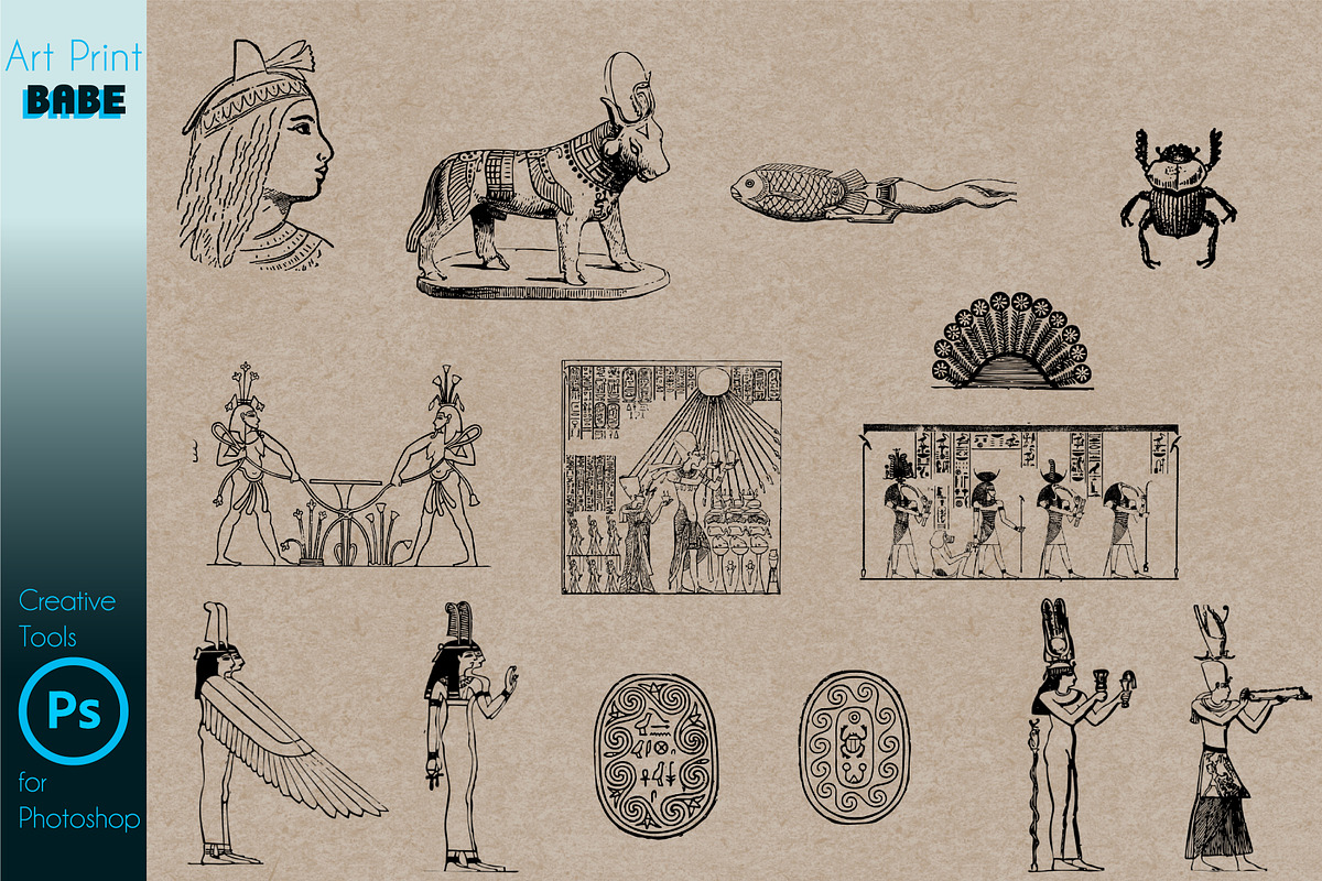 Photoshop Egyptian Brush Tattoo Art, a Brush Add-On by ArtPrintBabe (Photo 6 of 8)