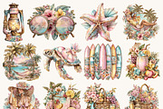 Tropical Summer Beach Clipart, a Seasonal Illustration by BusyDaydesign (Thumbnail 2 of 9)