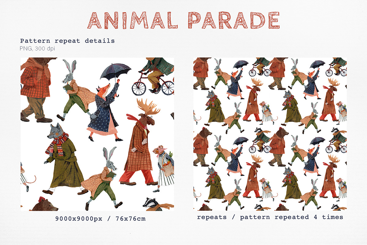 Animal Parade Hand Painted Set, an Animal Illustration by ArtPavo (Photo 9 of 10)