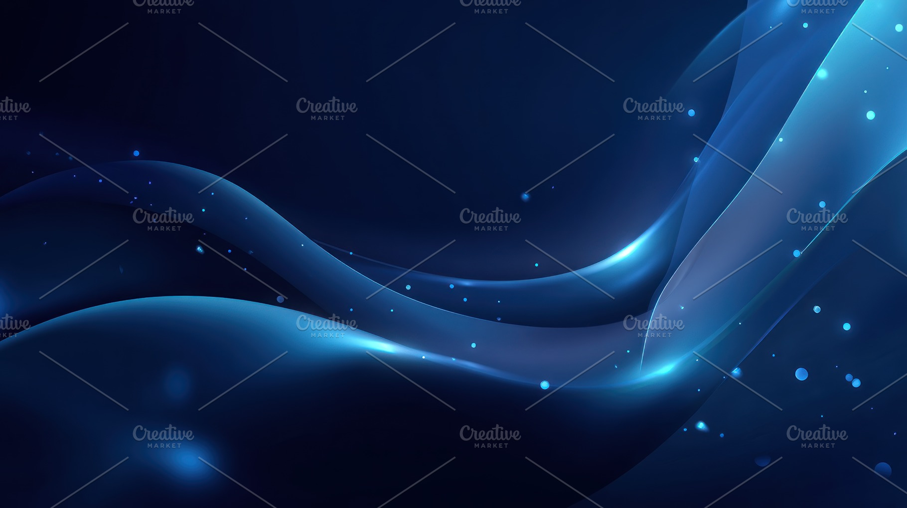 Abstract flowing blue wave shapes with glowing particles on dark, an Abstract Photo by José Manuel Gelpi