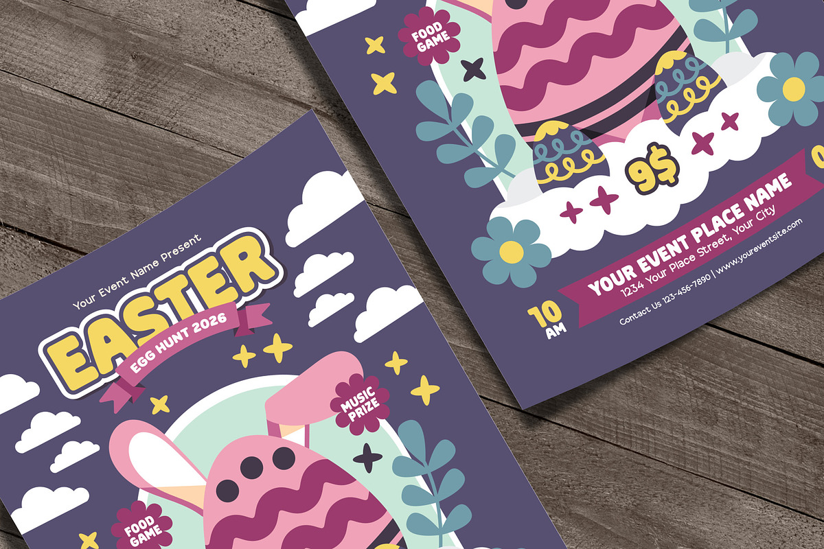 Playful Easter Egg Hunt Flyer, a Flyer Template by Huge Dream Studio (Photo 2 of 5)