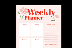 Floral Daily Weekly Planner