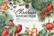 Christmas watercolor clipart, a Seasonal Illustration by RushkinaAntonina (Thumbnail 1 of 7)