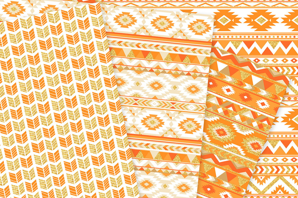 Orange & Gold Boho Seamless Patterns, a Pattern Graphic by Avenie Digital (Photo 2 of 4)