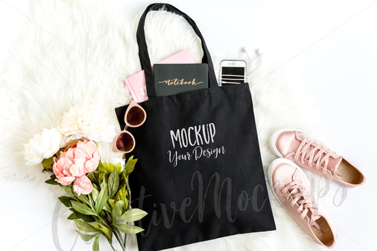 Stylish Black Tote Mockup, an Apparel Mockup by CarmenCreativeStudio