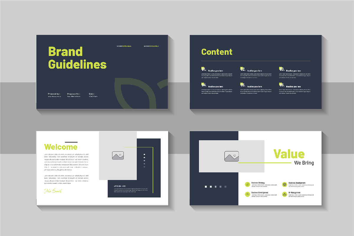 Clean brand guideline portfolio deck, a Presentation Template by Pavel_design (Photo 2 of 4)