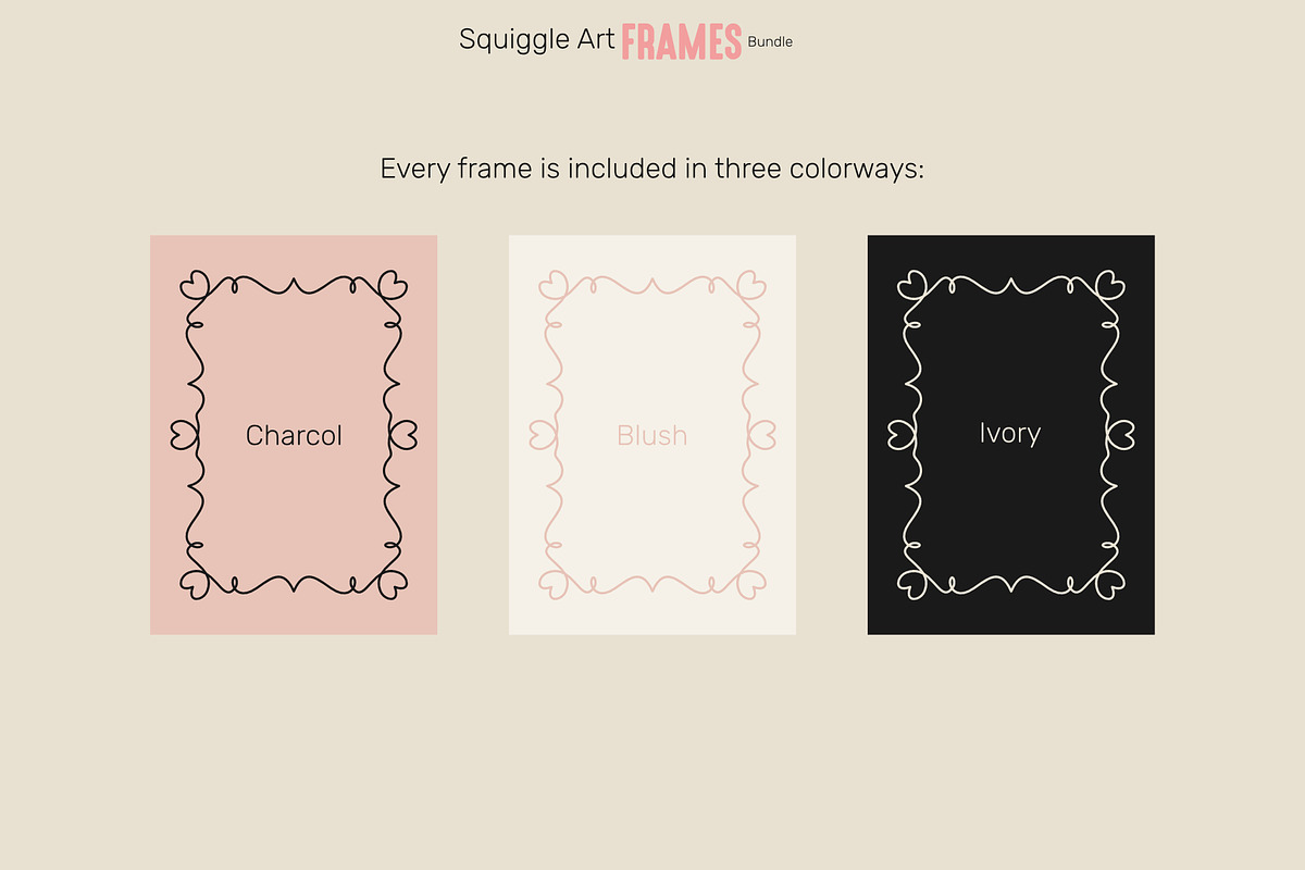 Squiggle Art Frames Bundle, an Object Illustration by moja doodle (Photo 3 of 7)