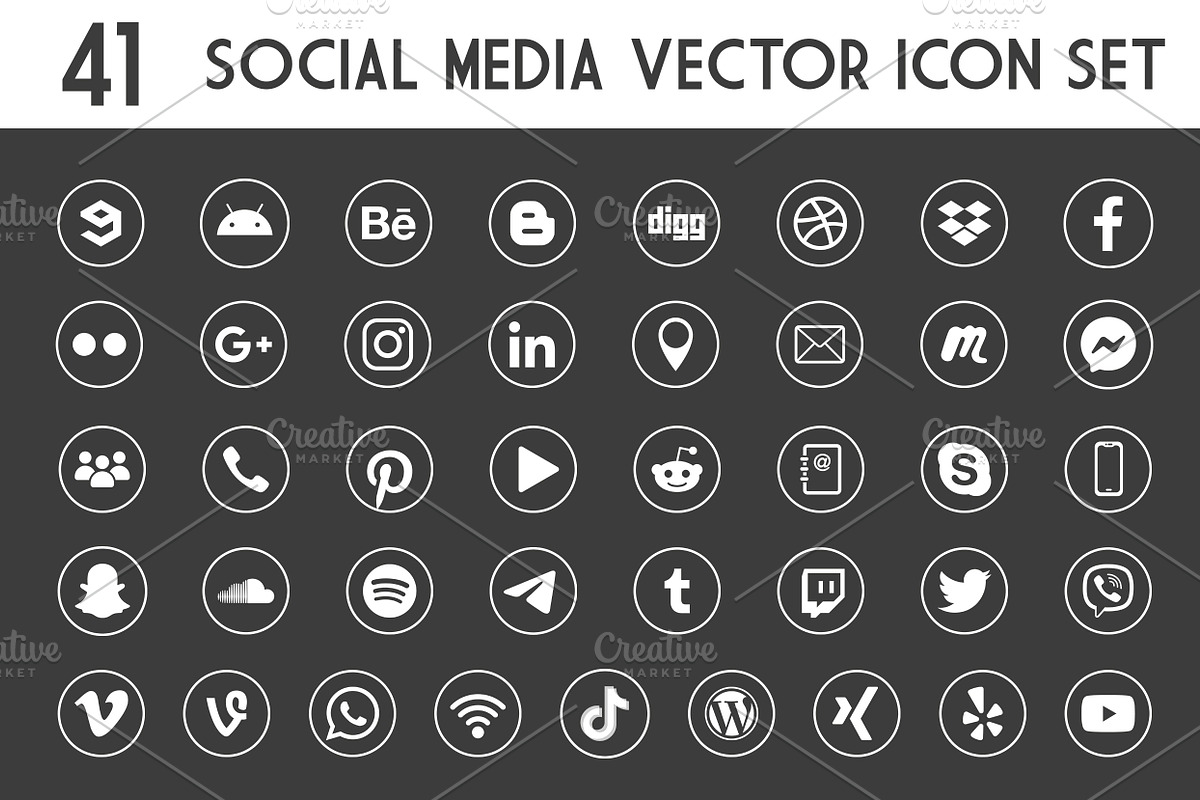 41 Icons Social Media Vector pack, an Icon by FourLeafLover (Photo 6 of 6)