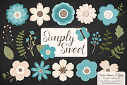Vintage Blue Flower Clipart, an Illustration by Amanda Ilkov (Thumbnail 2 of 4)