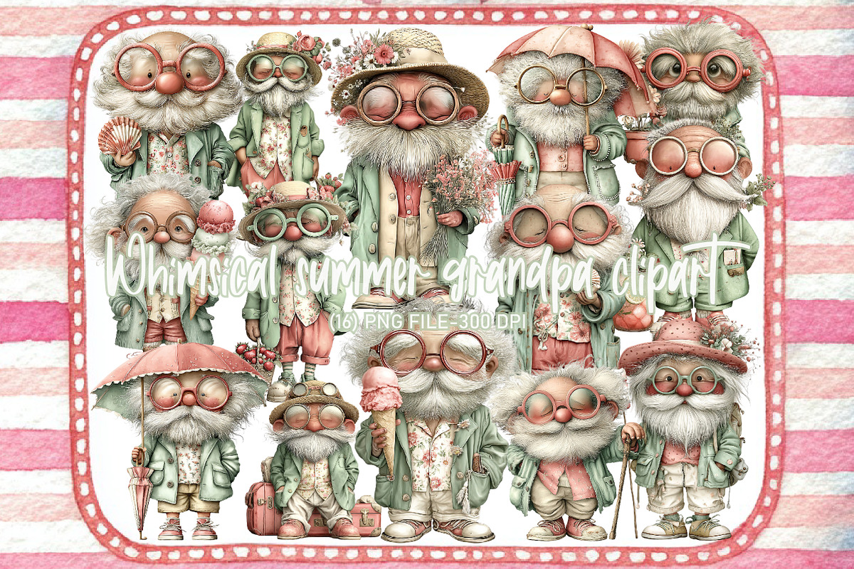 Whimsical summer grandpa clipart, an Illustration by Designworld (Photo 1 of 4)