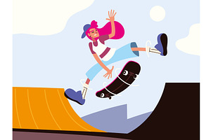 Girl Riding A Skateboard