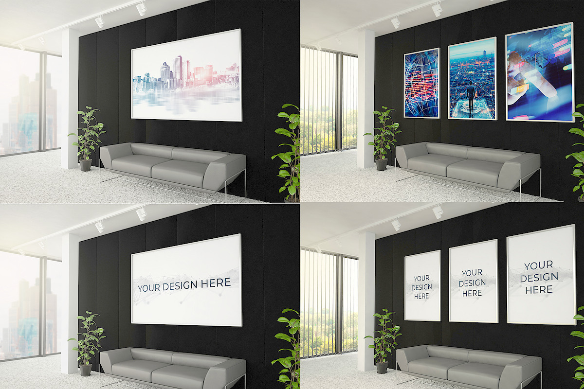 Office Wall Decoration Mockup Set, a Print Template by McLittle Stock (Photo 8 of 10)