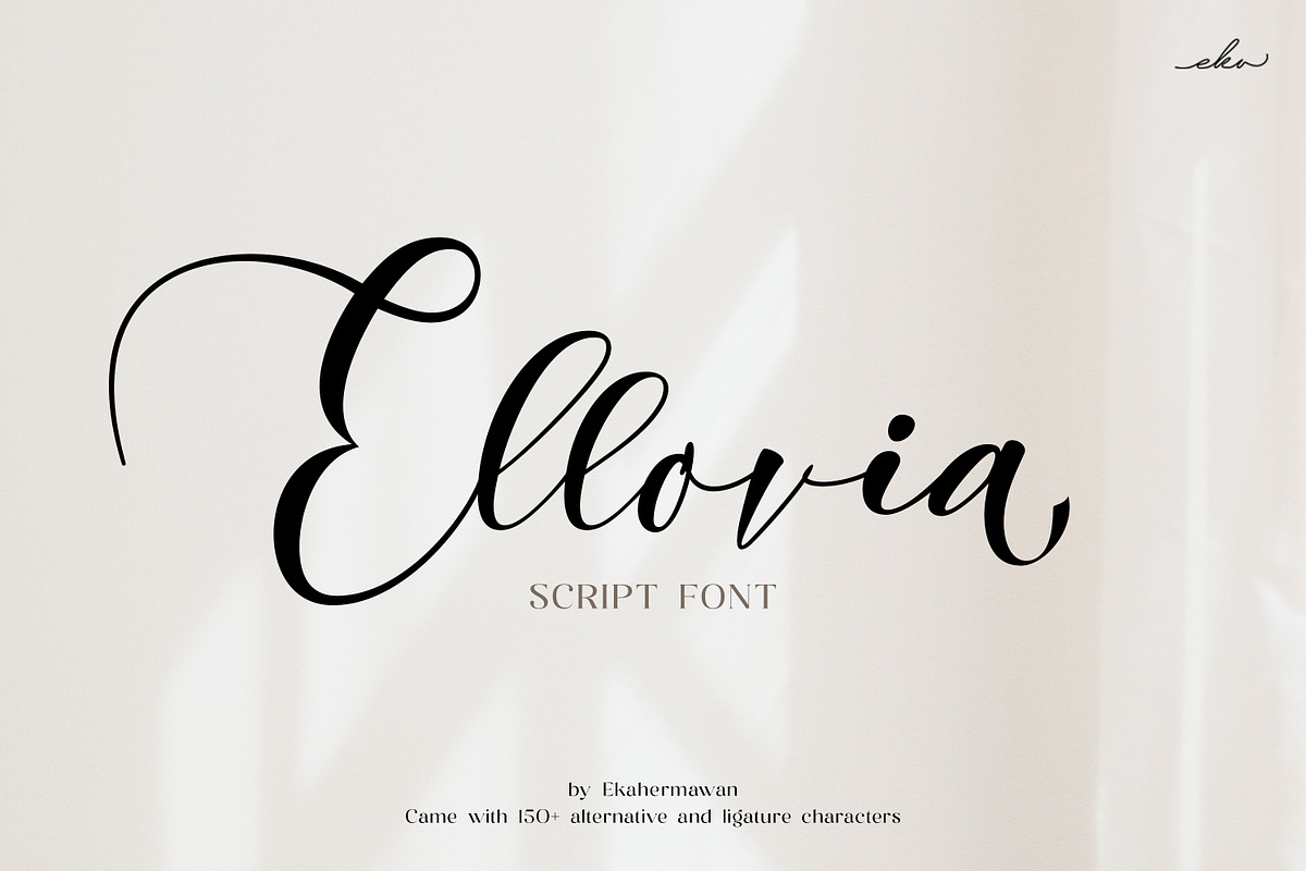 Ellovia | Script Font, a Script Font by Ekahermawan (Photo 1 of 14)