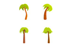 Palm Tree Icons Set Cartoon Vector