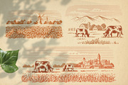 Vintage village. Vector set., an Animal Illustration by bioraven (Thumbnail 3 of 13)