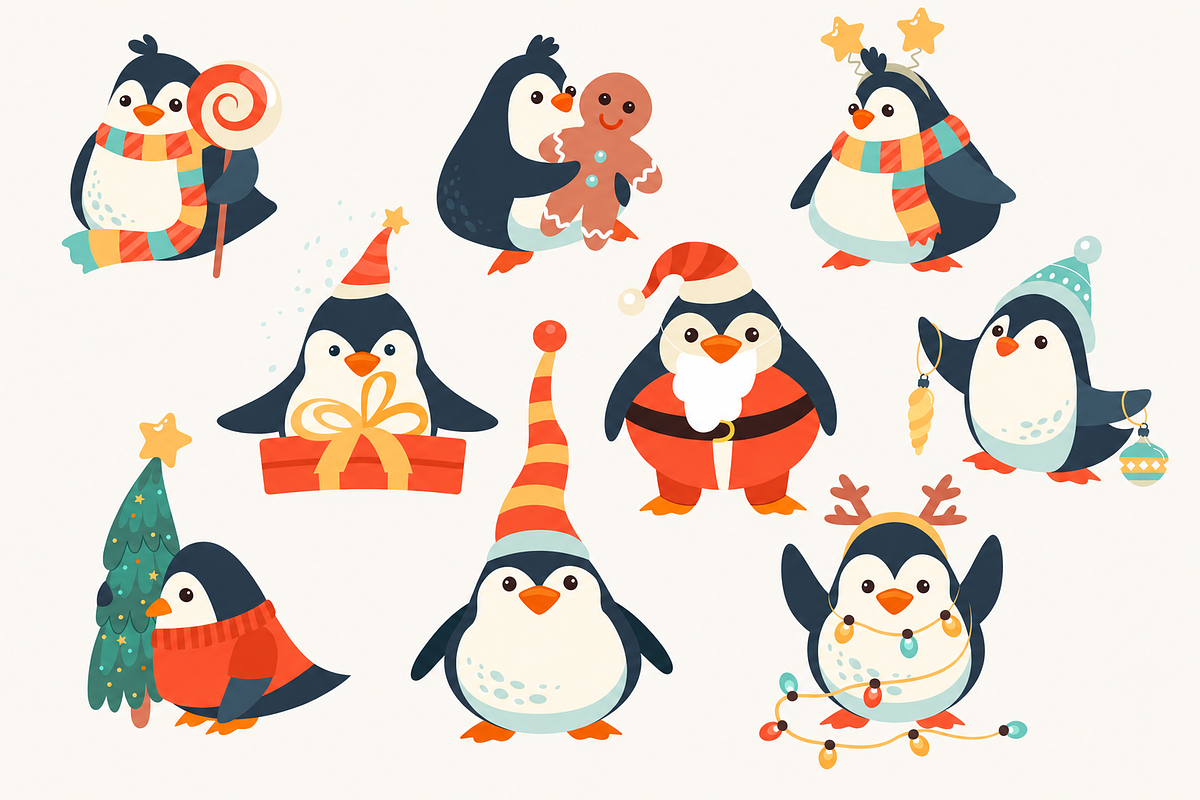 Christmas Animals Illustrations, a Seasonal Illustration by Anna Studio (Photo 10 of 12)