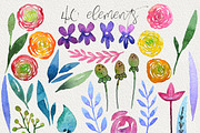 Flower Wine watercolor design set, a Decorative Illustration by Astel (Thumbnail 4 of 6)