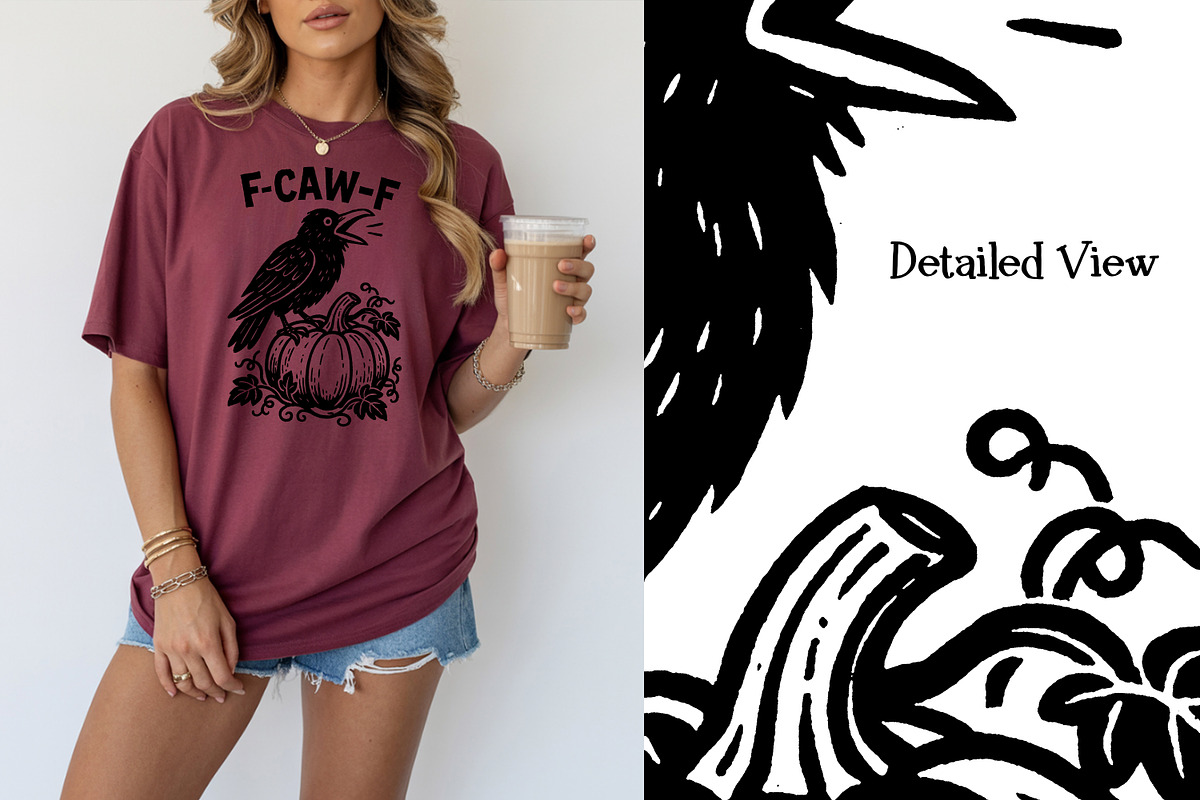 F-CAW-F Crow Sublimation PNG Set2, an Animal Illustration by Heather Green Designs (Photo 3 of 9)