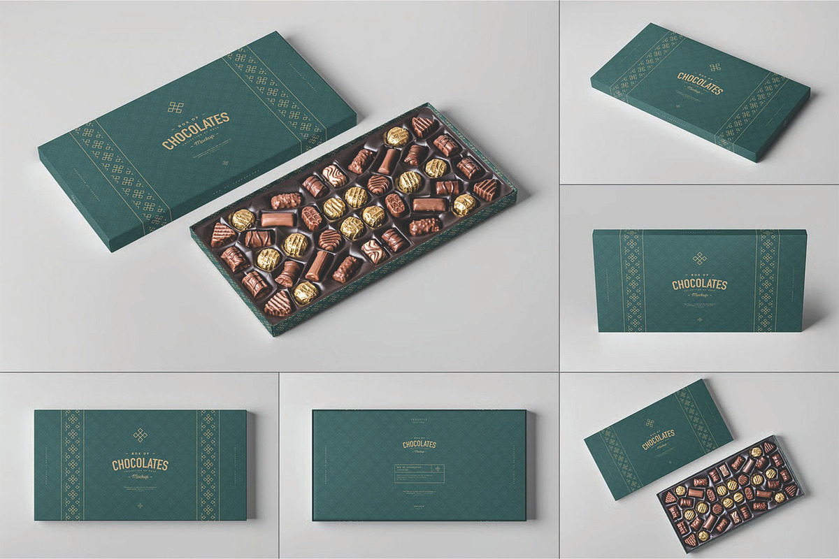 Box Of Chocolates Mockup, a Packaging Mockup by DesignRushMarket (Photo 1 of 8)