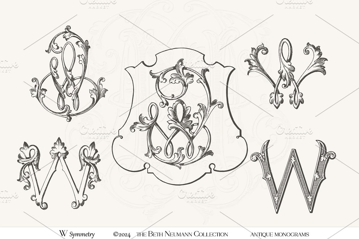 Antique Vintage Monogram Initial W, an Object Graphic by Antique Monograms (Photo 1 of 4)
