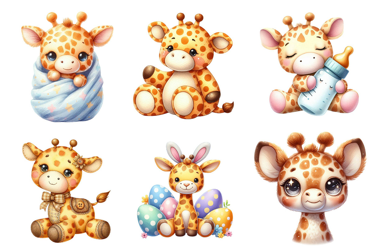 Cute Plush Toy Baby Giraffe Clipart, an Illustration by CreationArt (Photo 5 of 5)