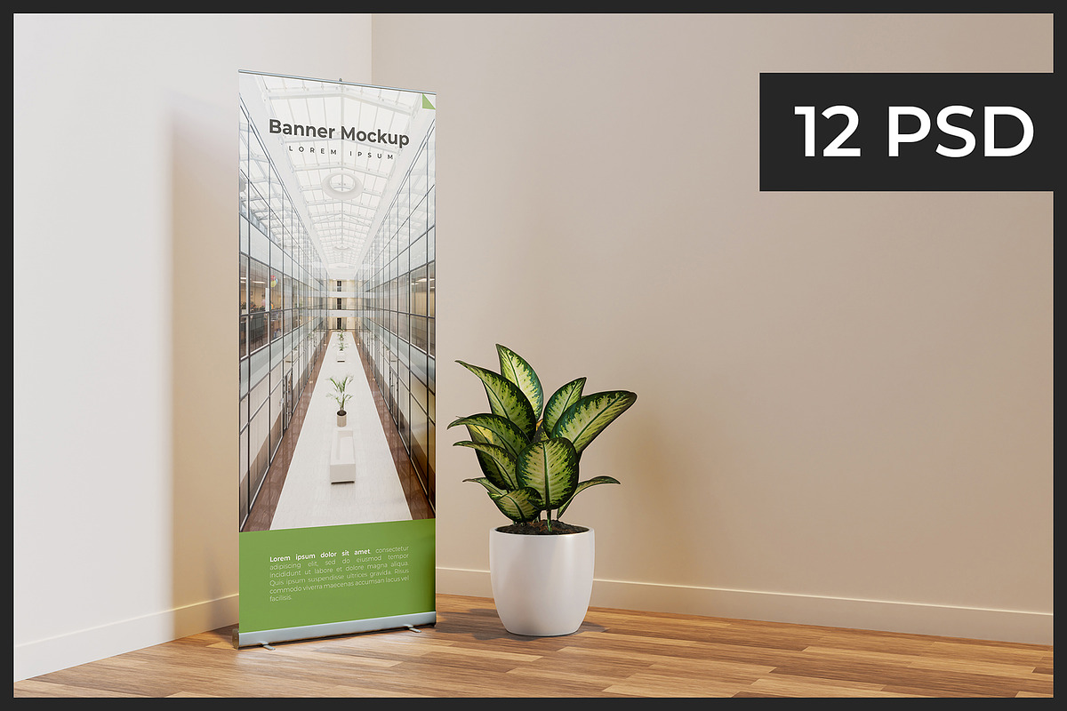 Indoor Roll-Up Banner Mockup, an Advertising Mockup by Muhazdinata (Photo 1 of 10)