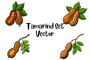 Tamarind Set Vector, a Food Illustration by Awieee1