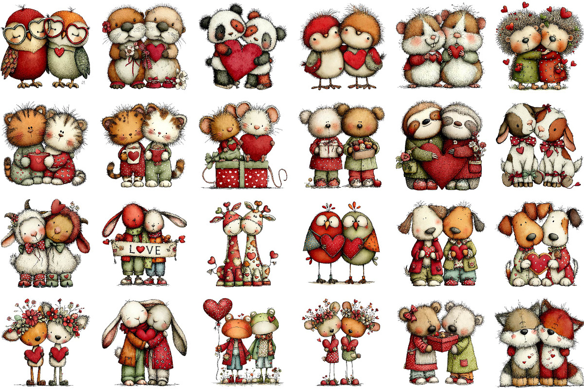 Whimsical Valentine Animal Couples C, an Illustration by Sublimation Artist (Photo 2 of 6)
