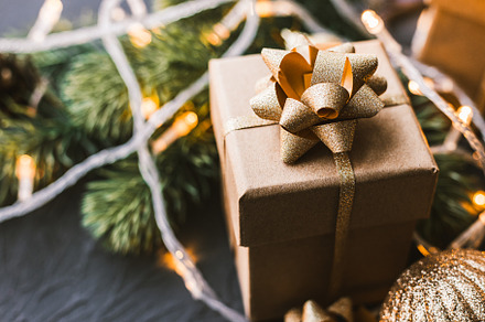 Christmas presents on a black backgr containing christmas, gift, and box, a Holiday Photo by IgorB.