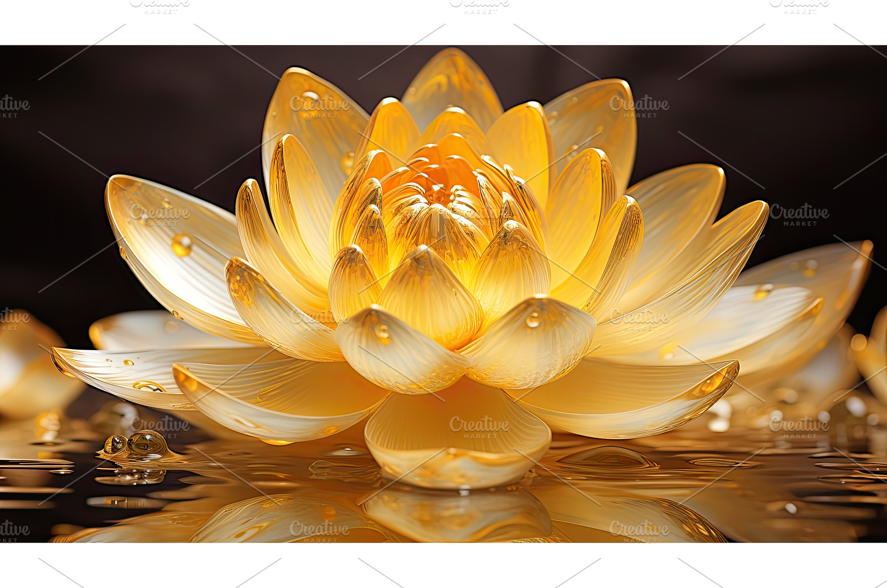 serenity lotus flower golden ai, a Nature Photo by pikepicture