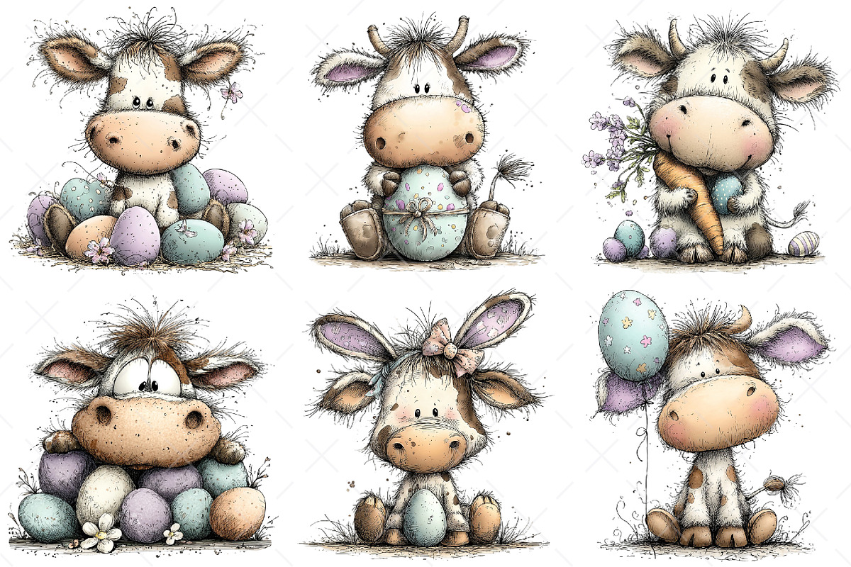Whimsical Easter Cow Clipart Png, an Illustration by Craft Nest (Photo 6 of 9)