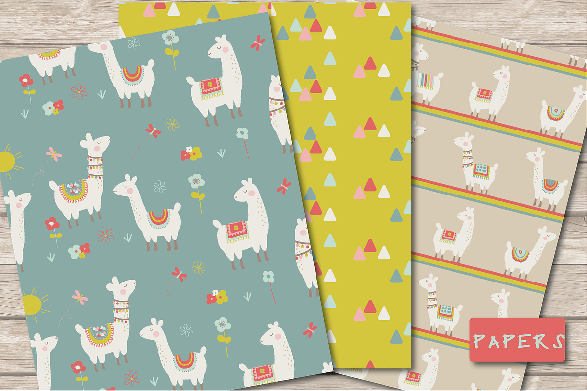 Cute llama paper, a Pattern Graphic by Poppymoondesign (Photo 2 of 5)