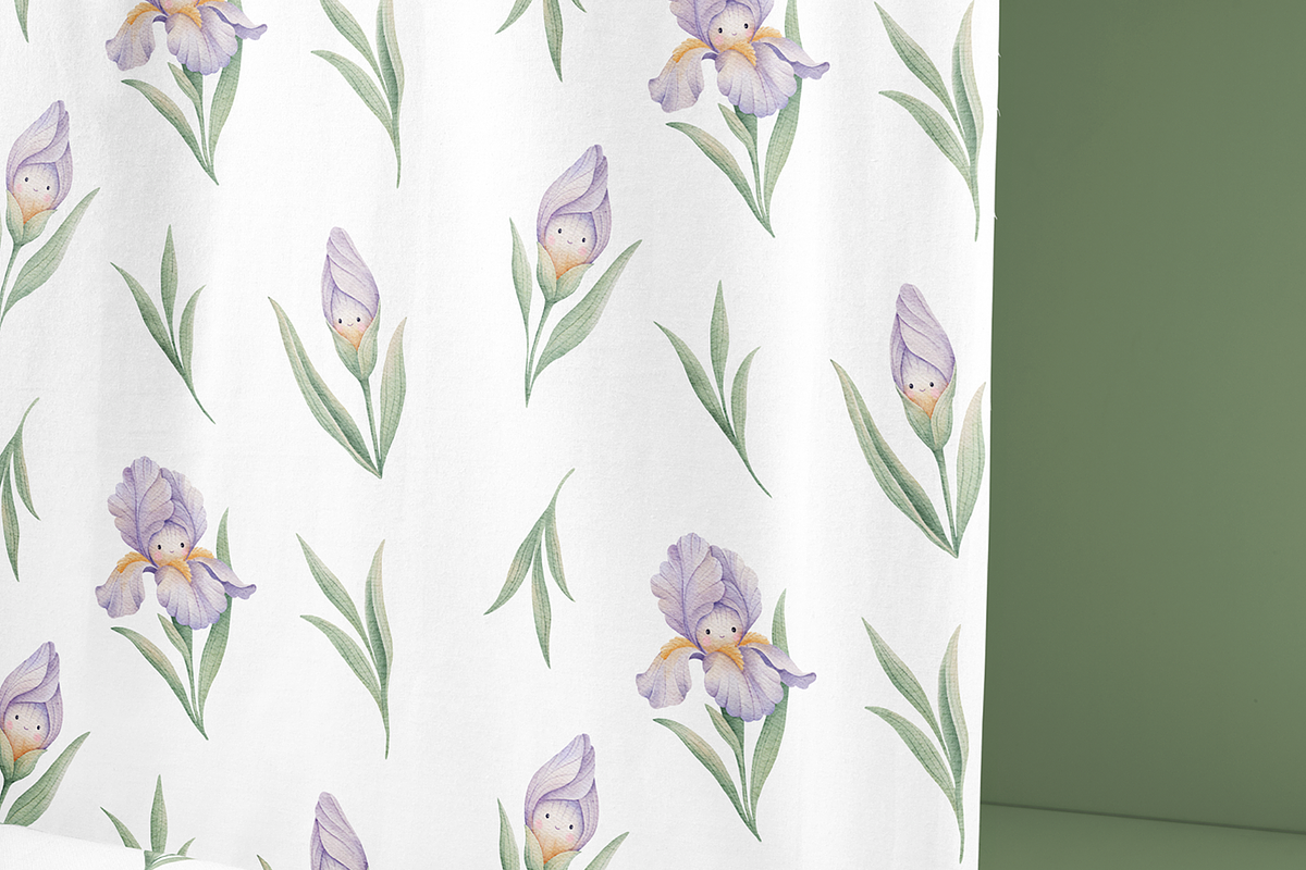 Iris Floral Clipart & Pattern Set, a Pattern Graphic by tetiartline (Photo 4 of 5)