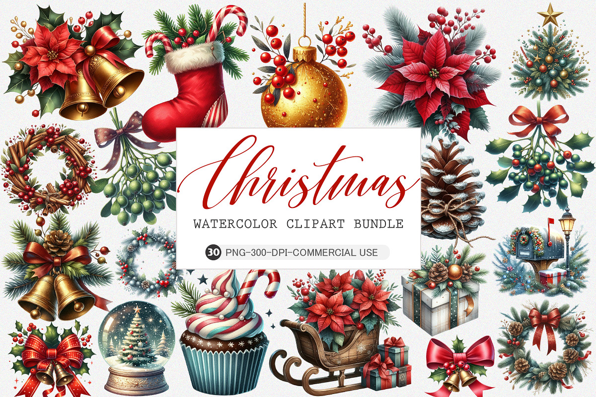 Christmas Clipart Png, an Illustration by SinaCreation (Photo 1 of 5)