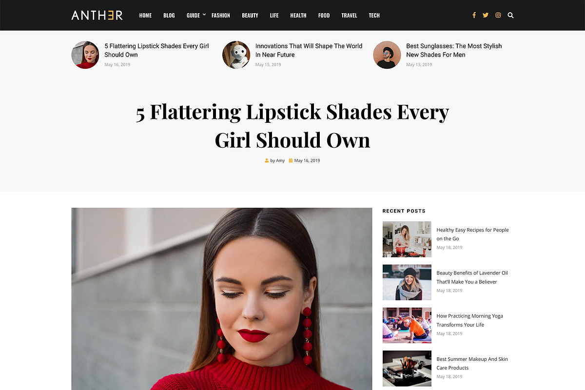 Anther - WordPress Blog News Theme, a WordPress Template by DesignOrbital (Photo 5 of 5)