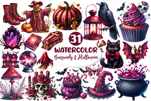 Burgundy & Halloween Sublimation, an Illustration by Dream Creation