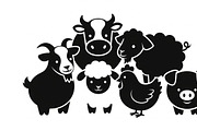 Cute Farm Animal Silhouette Bundle, an Illustration by hafijul (Thumbnail 6 of 51)