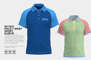 3D Suit Polo T-Shirt Short Sleeve