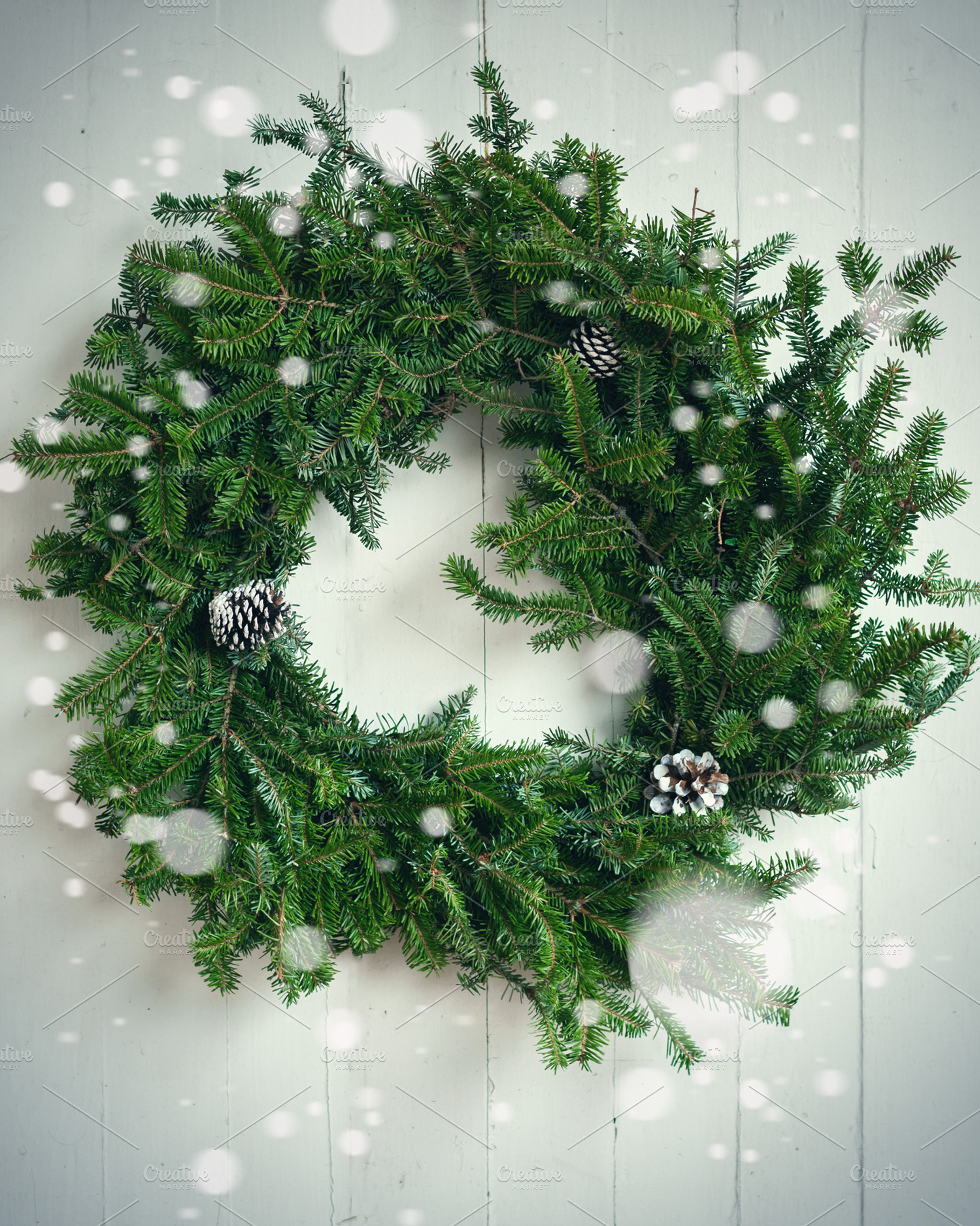 Christmas fir wreath containing rustic, tree, and decoration, a Holiday Photo by RosyMaple