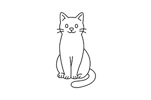 Cartoon cat with long tail. Minimal, an Animal Illustration by GraphiShop