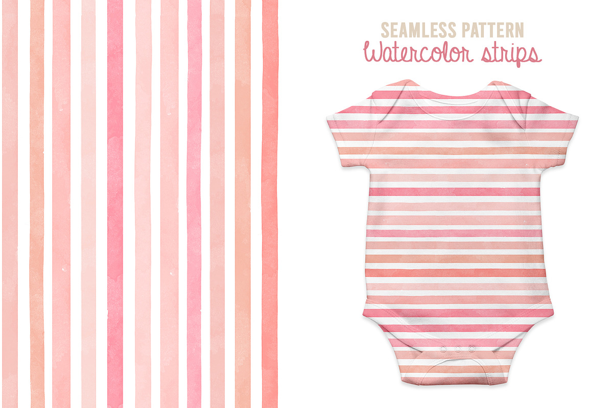 Six Watercolour Striped Pattern, a Pattern Graphic by Waterystrokes (Photo 2 of 6)