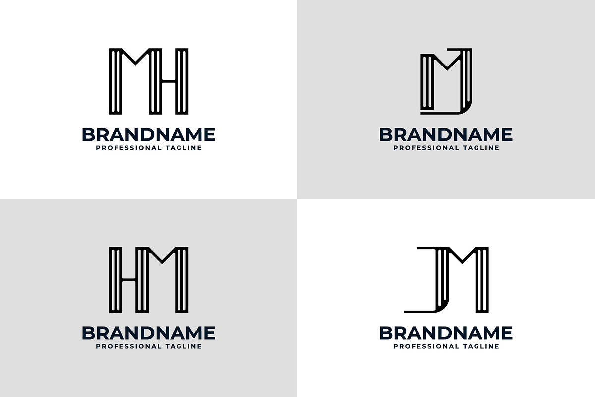 Letters MH HM MJ JM Stripe Logo, a Branding & Logo Template by Pray Art Design Studio