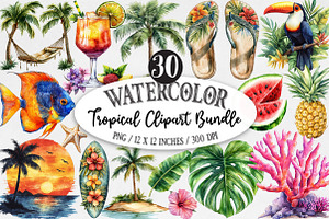 Tropical Clipart Bundle, an Illustration by Designking