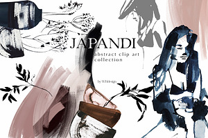 Japandi Abstract Watercolor Clip Art, a Decorative Illustration by whiteheartdesign