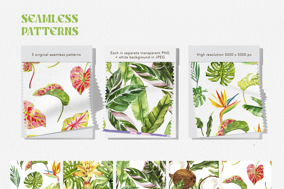 Tropical Leaves Watercolor, a Decorative Illustration by Volha Studio (Photo 10 of 11)
