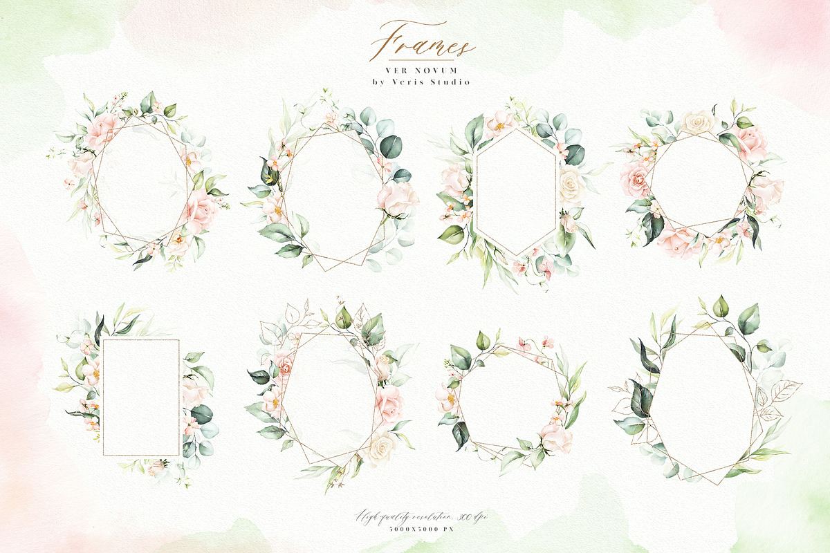 Watercolor Blush Floral Alphabet Set, a Decorative Illustration by Veris Studio (Photo 6 of 24)